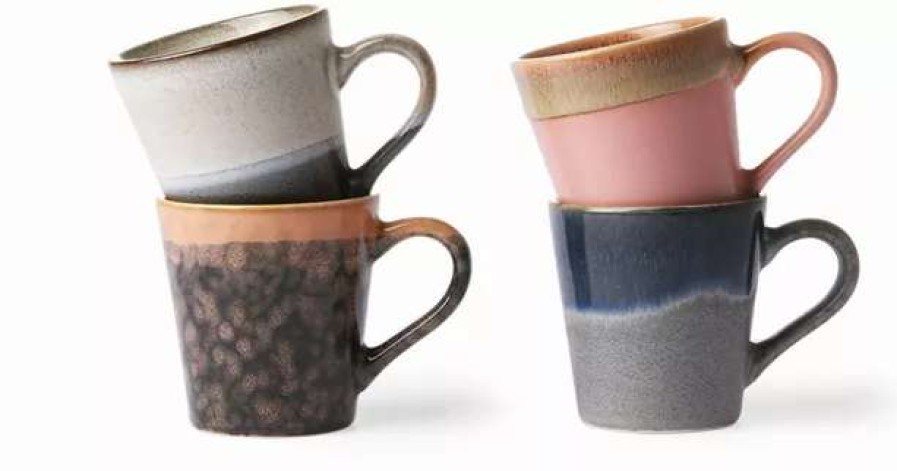 Cups * | 4 Ceramic Cups Expresso 70'S Tableware Hkliving