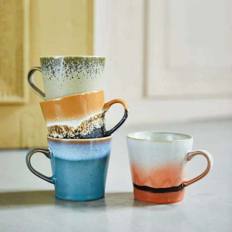 Cups * | 4 Multicolored Ceramic Cappuccino Mugs 70'S Tableware Hkliving