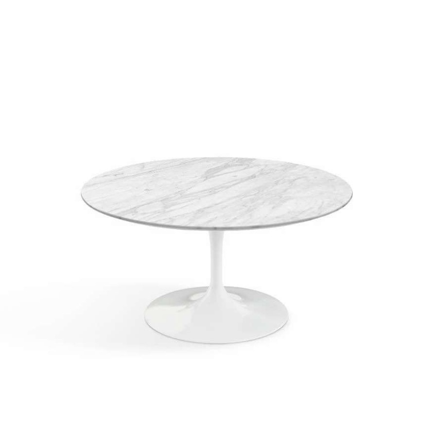 Coffee &Amp; Side Tables * | Minima. Knoll Saarinen Tulip Coffee Table White Base O 91Cm