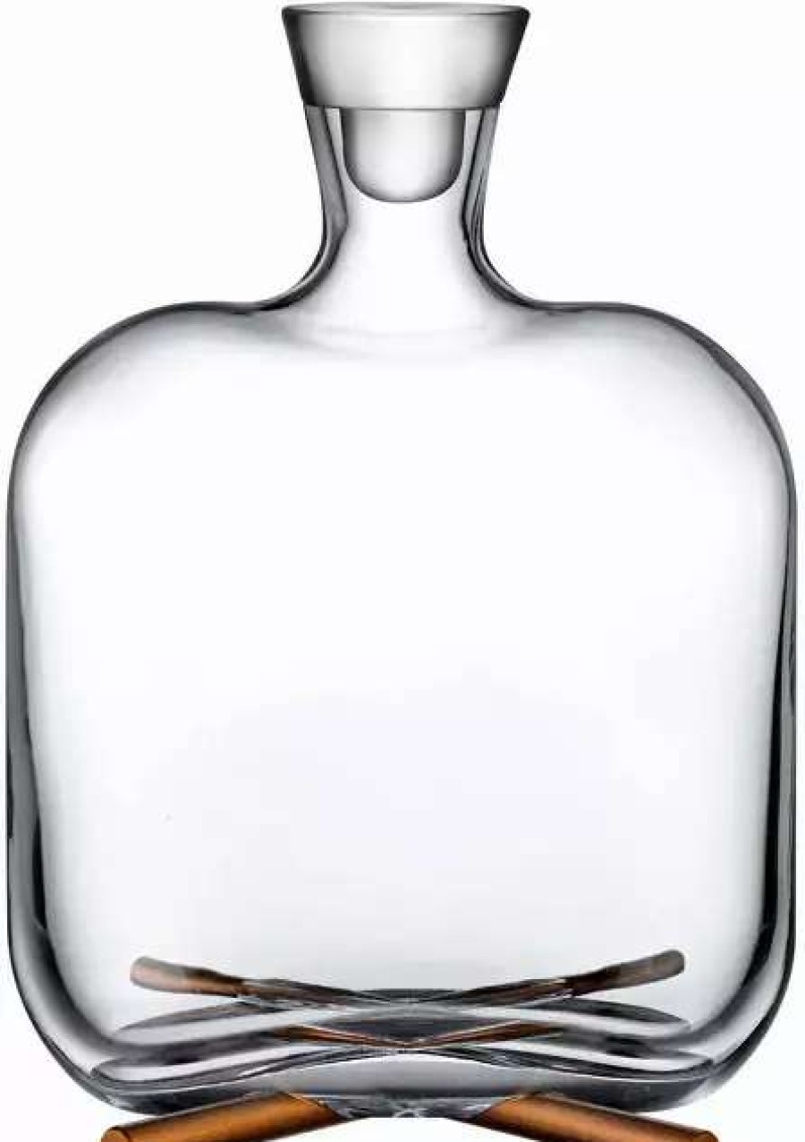 Jugs * | Camp Whisky Bottle With Brass Base Nude Glass