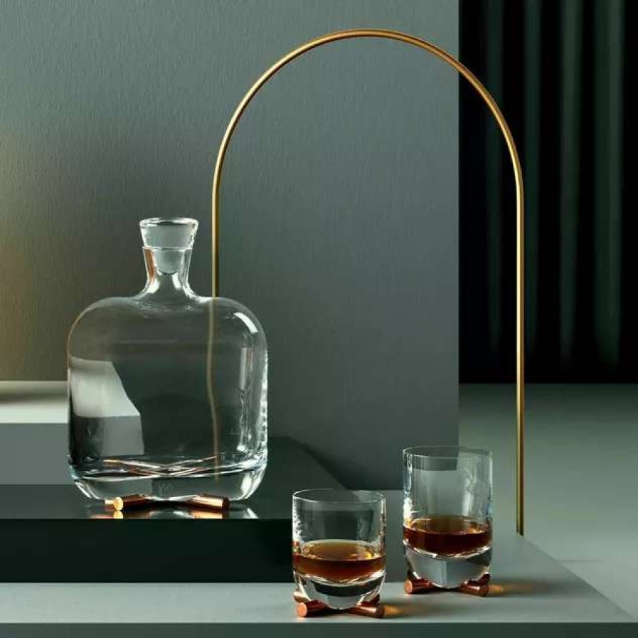 Jugs * | Camp Whisky Bottle With Brass Base Nude Glass