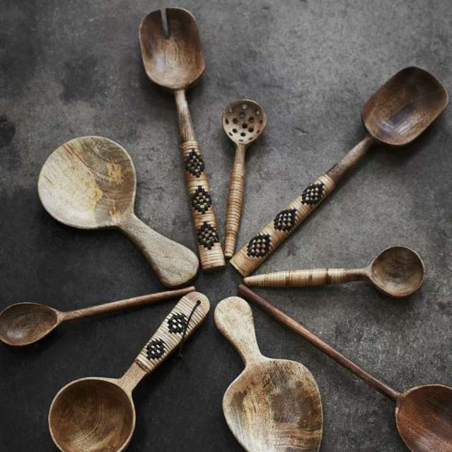 Spoons * | Set Of Wooden Spoons With Cane Madam Stoltz