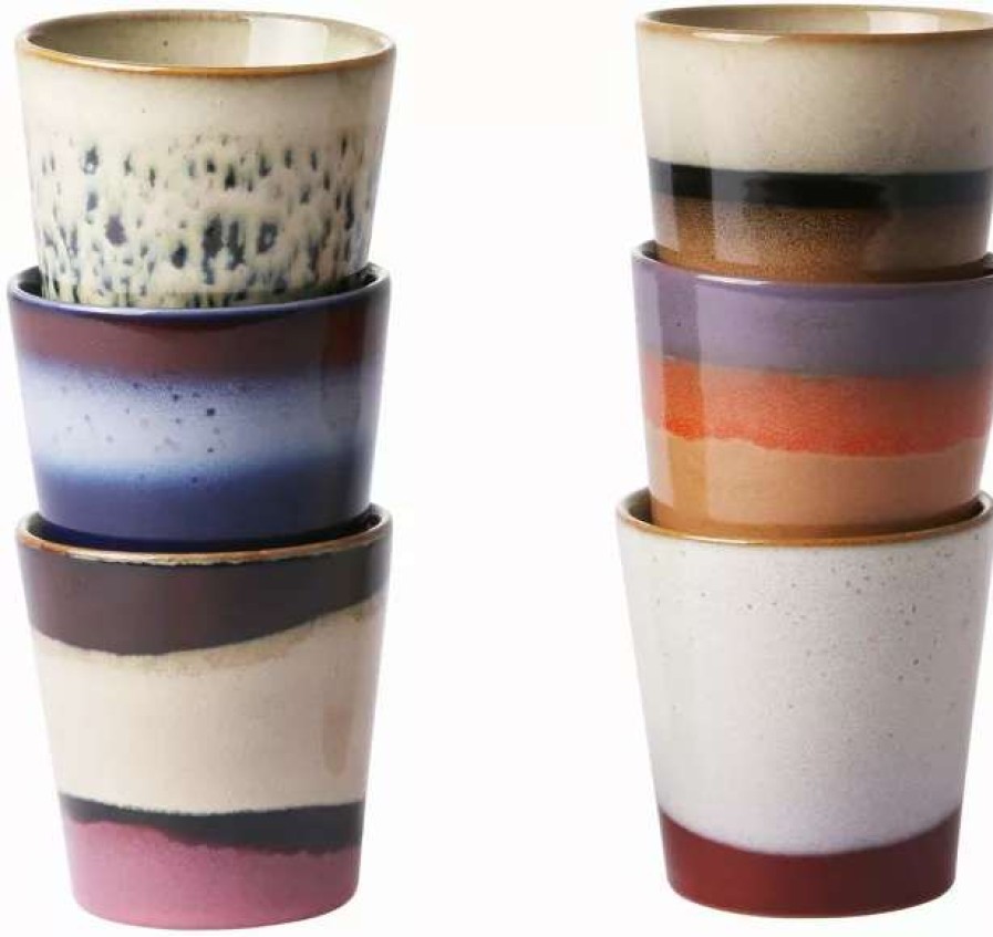 Cups * | 6 Ceramic Coffee Cups 70'S Tableware Hkliving