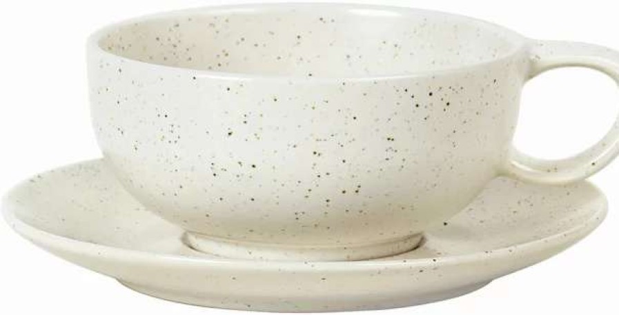 Cups * | Tea Cup 25 Cl With Saucer In Stoneware Nordic Vanilla Broste Copenhagen