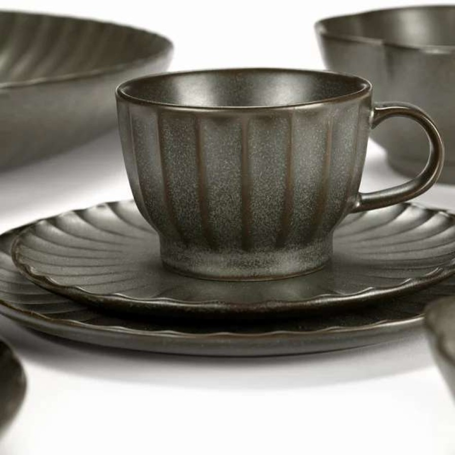 Cups * | Green Stoneware Cappuccino Cup 20 Cl Inku Serax