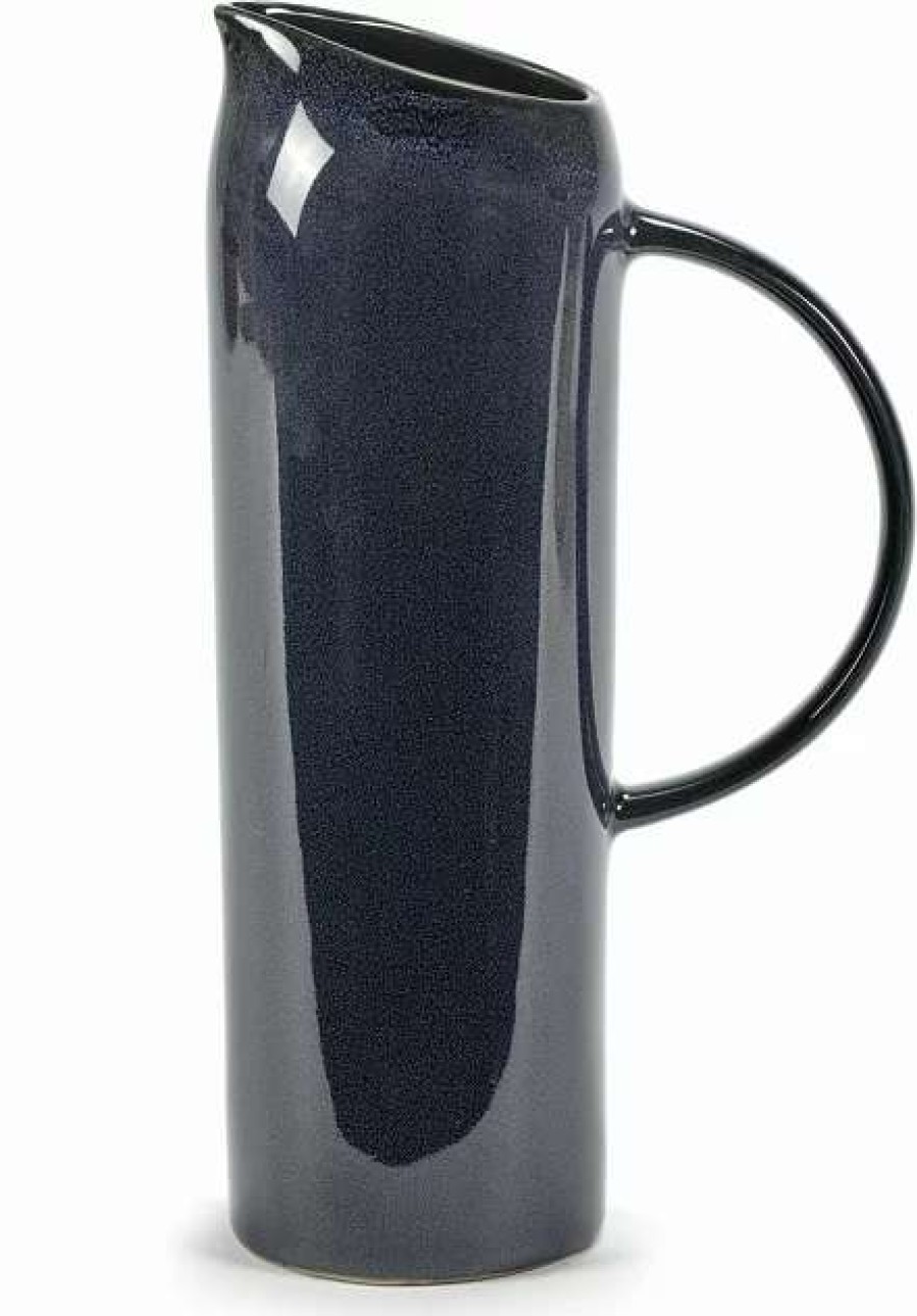 Jugs * | 23Cm Navy Blue Stoneware Pitcher Serax