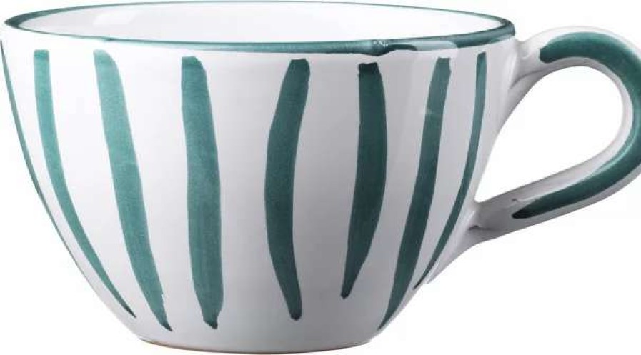 Cups * | Bistro Stribe Green Porcelain Mug Jore Copenhagen