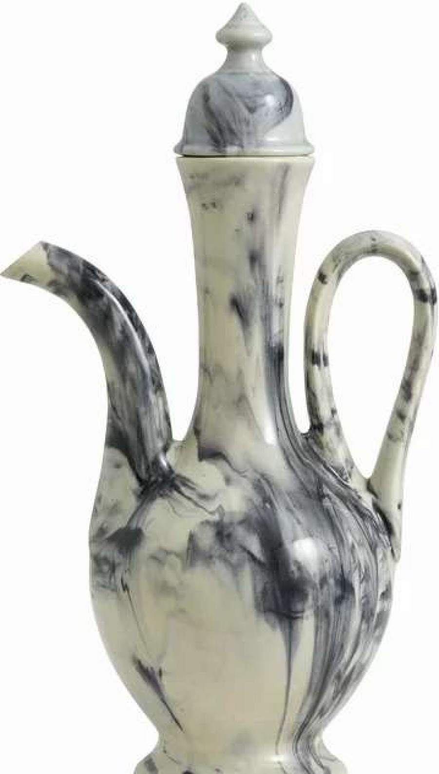 Jugs * | Black And White Stoneware Pitcher With Cascade Lid Nordal